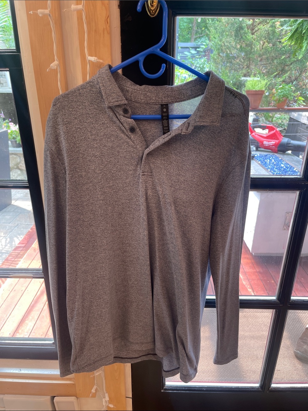 lululemon athletica Heathered Gray Long Sleeve Polo